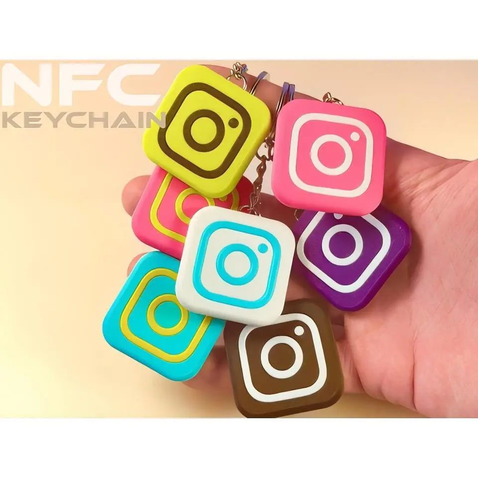 NFC Instagram Keychain 5-Pack with Setup Instructions for Easy Use