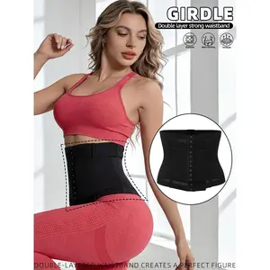 1 piece wrap waist trainer with double belt, faja body shaper corset shapewear, slimming sheath for women, flat tummy tightener sheath, gym workout body shaper