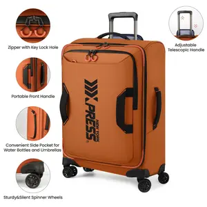 Lightweight soft-shell spinner with a retractable handle, 360-degree dual wheels, a laptop compartment and a front pocket. Ideal for travel, business trips and weekend getaways. (22inch/26inch/30inch)