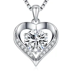 1 - 3 Pure silver Carat Moissanite Heart Necklace for Women Ideal Birthday/Anniversary Gift for Wife, Girlfriend, Mom or Girls.#MoissaniteNecklace#LoveNecklace mother day