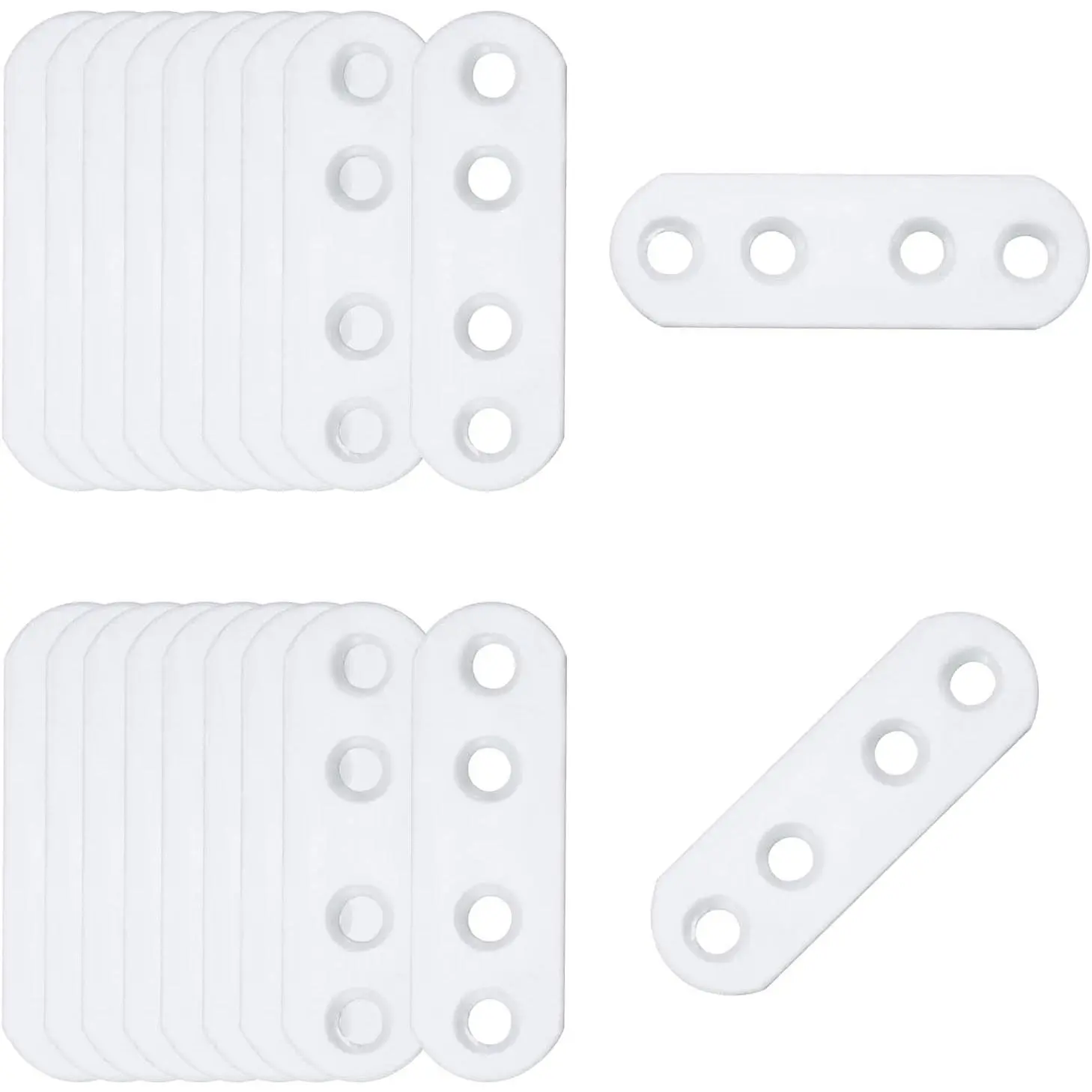 Whie Sraigh Brackes Iron Fla Bracke Mending Plae Furniure Brace 2.16"x0.7" Repair Fixing Join Pack of 20 wih Mouning Screws