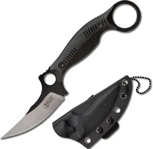Elite Tactical "ROUT" - 7.5" Fixed Blade with Black G10 Handle, w/Multi-Position Clip, ET-FIX007BK