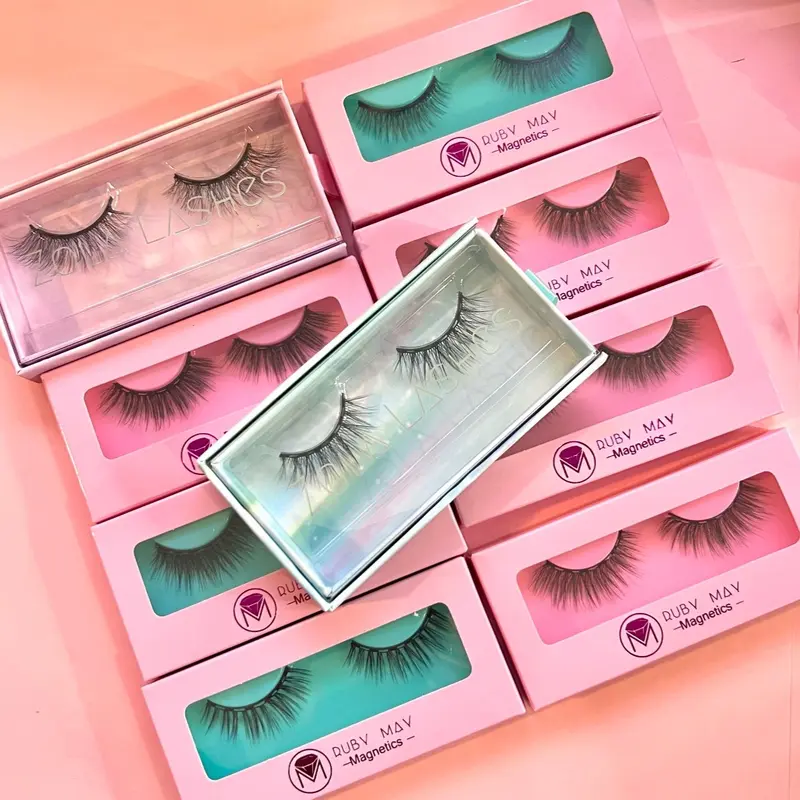Ruby May Easy-On Magnetic Fake Eyelash Kit - 9 Pairs Silk-Synthetic & Mink Lashes, Volume Fluffy Lashes, Liner, Glue-Free Adhesives, Dual Magnetic Extensions, Cruelty-Free Cosmetic Set for Nature & Dramatic Looks (False Eyelashes & Adhesives)