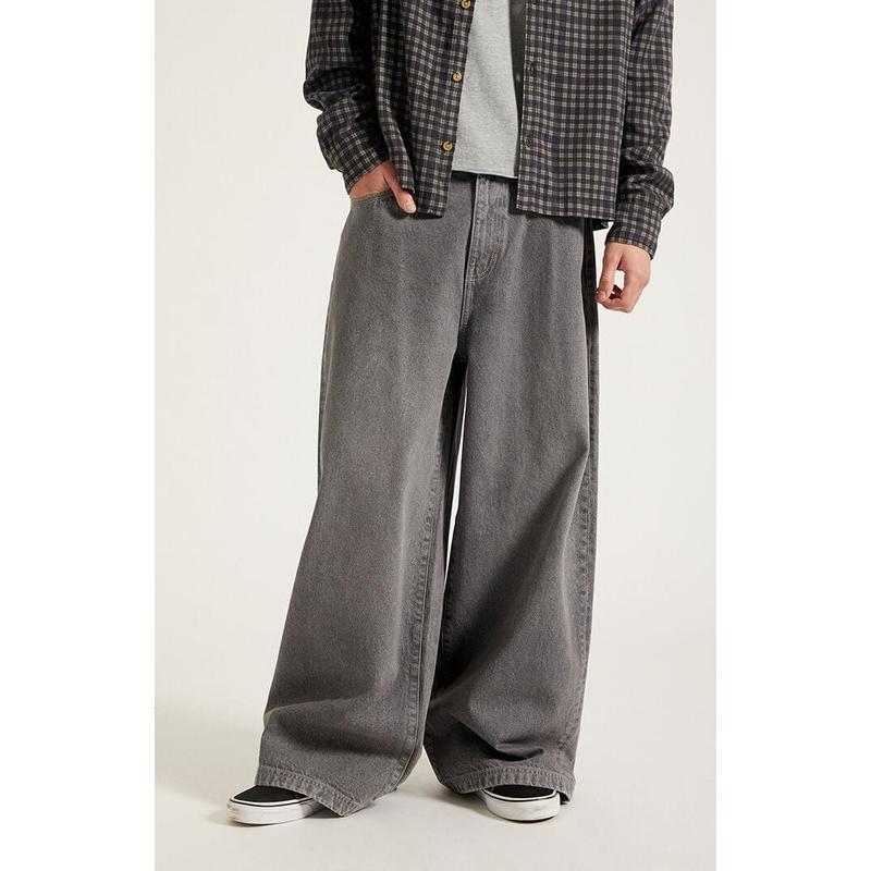 Pacsun Men's Ryder Ultra Baggy Jeans Flames Gray