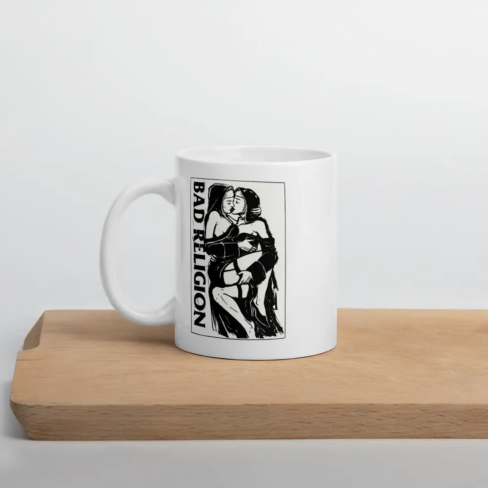 Queer Lesbian Bad Religion Mug - B&W Kissing Mug LGBTQ+