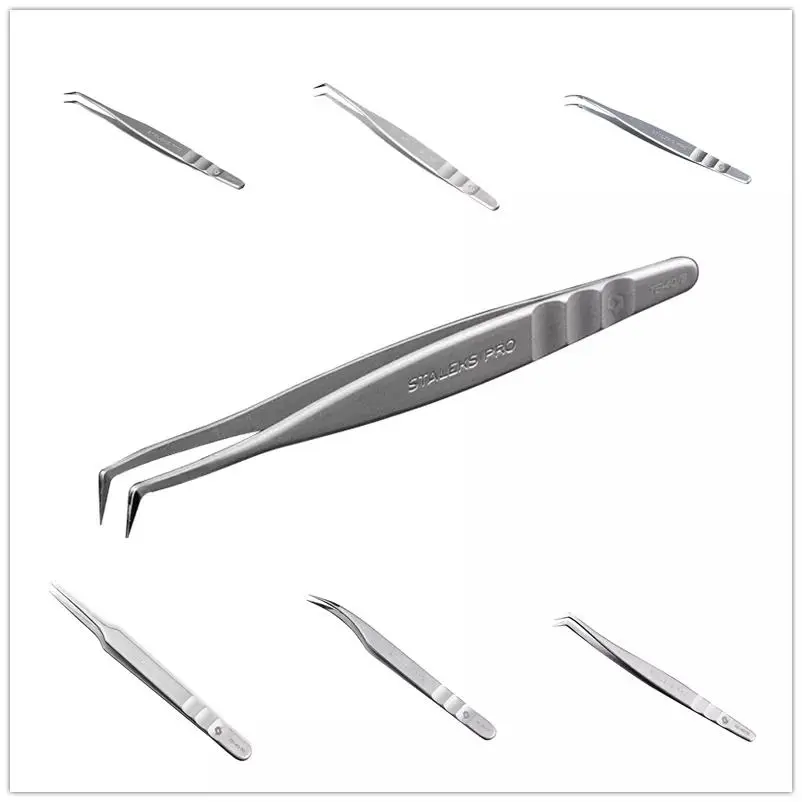1pc STALEKS Pro High-precision Stainless Steel TE Series Straight Curved Tweezers Grafting Eyelashes Extension Makeup Tool 2026 New