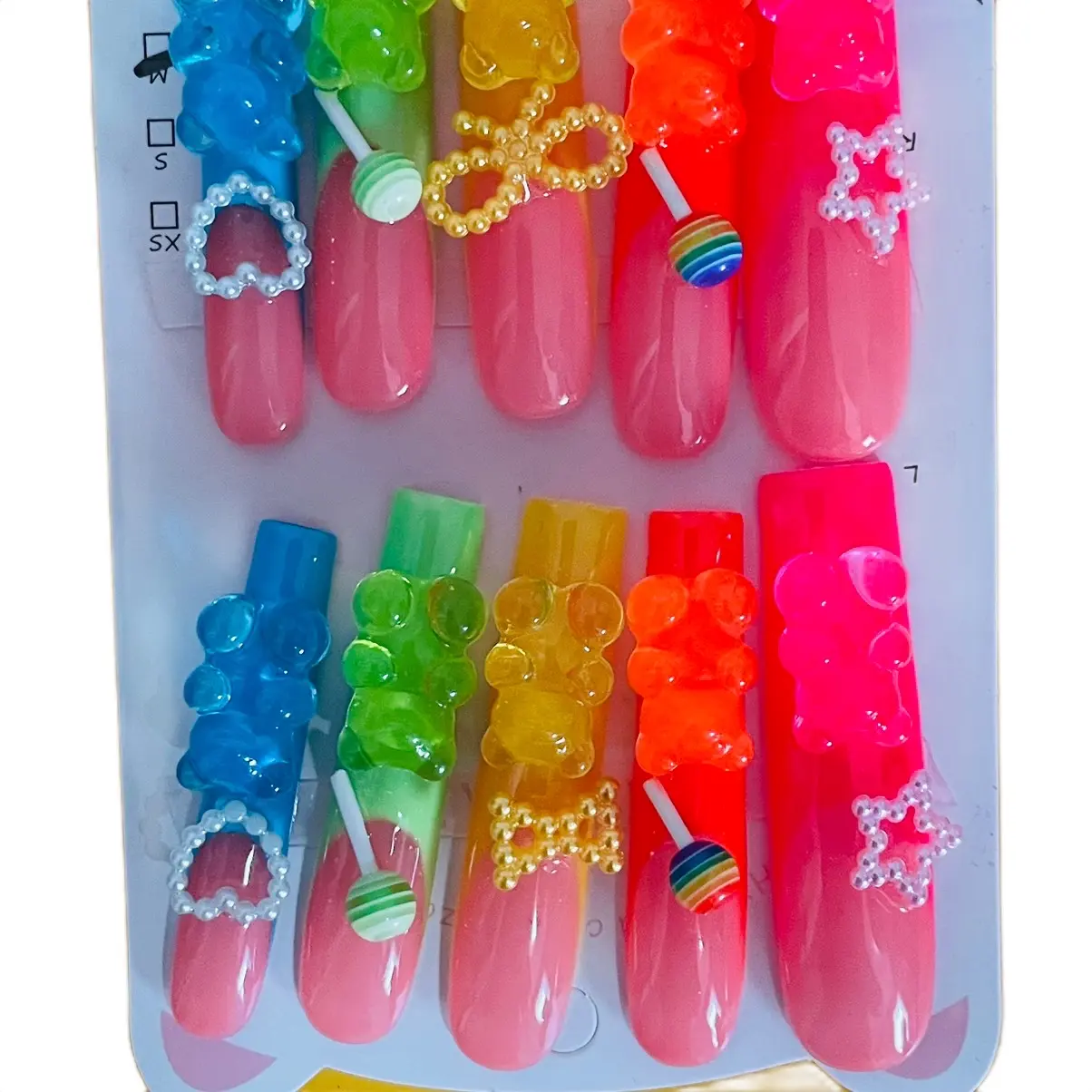 Rainbow Gummy Bear XXXL Gel Press On Nails