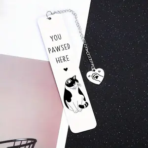 Cute Cat & Letter Design Bookmark, 1 Count Stainless Steel Bookmark with Chain, Reading Gift for Cat Enthusiasts & Book Lovers, Book Accessories