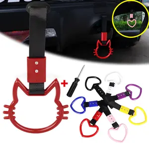 JDM Tsurikawa Heart Ring Handle Strap Car Drift Charm Hanging Warning Ring for Train Bus Modified Vehicle Interior Decoration Cute Car Accessories for Girls and JDM Styling Lovers