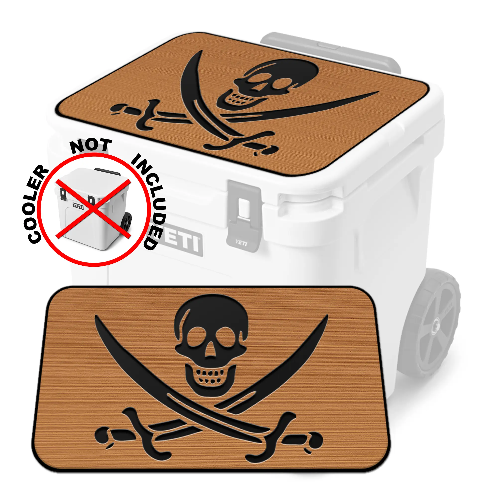 USATuff SeaDek Cooler Pad — PIRATE in Mocha/Black | FITS YETI Roadie 60 QT WHEELED Cooler (COOLER NOT INCLUDED—PAD ONLY)