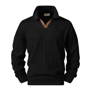Premium Men's Long-Sleeve Textured Spliced Knitwear Top, 3D Cable Knit, Casual Menswear Essential for Everyday Stylish Tactile Wardrobe