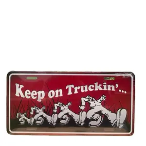 Keep On Truckin Auto Car Truck Vehicle Tag Novelty License Plate Red
