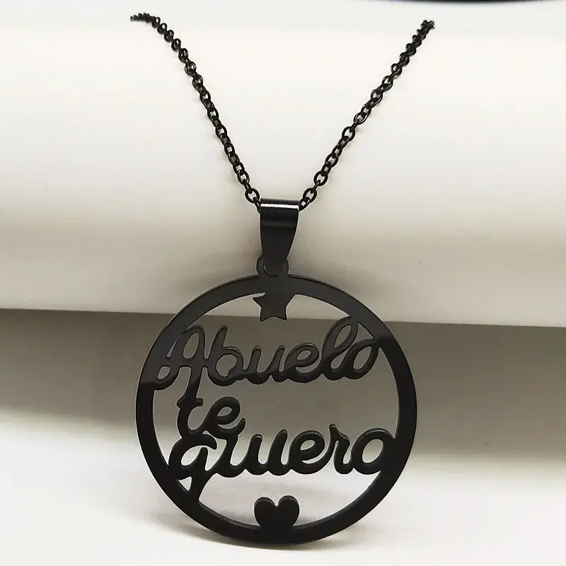 Grandmother Stainless Steel Statement Necklace Women jewlery Silver Color Necklaces & Pendants Jewelry navidad N18021