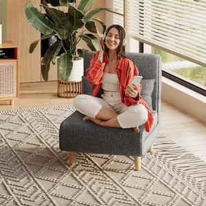 Gizoon 3 in 1 Convertible Chair Bed, Sleeper Chair Futon Sofa Bed with Adjustable Backrest, Sleeper Sofa for Living Room Guest Room Apartment Small Space, Grey