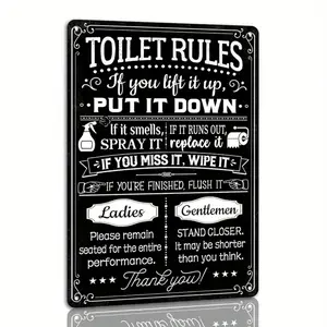 Humorous Toilet Metal Tin Logo Toilet Logo Retro Mural Poster Bar Cafe Toilet Home Bathroom Wall Decoration Humorous Bathroom Poster