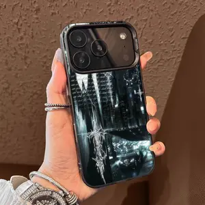 Gothic Cyber Sigil Cross Eyes Skull Phone Case For iPhone 17,16,15,14,13,12,Pro,Max,Plus,E,SE4,Air,Mini Black IMD Box