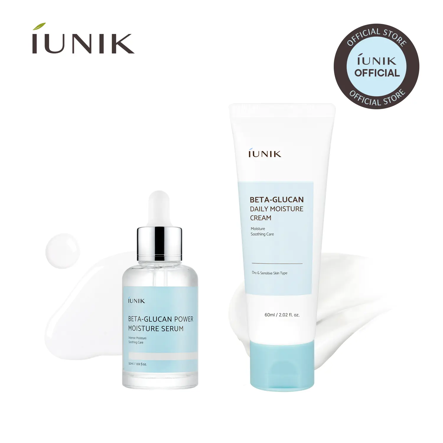 [IUNIK Official] Beta Glucan Daily Hydration Duo | Beta Glucan Serum + Daily Moisture Cream | summervibes