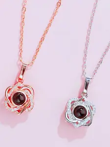 Heart Projection Necklace, 1 Piece Heart Design Jewelry, Love Heart Necklace, Fashionable Gift for Women & Girls, Ideal for Daily Wear & Special Occasions