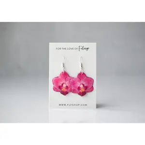 Fuchsia Orchid Bloom Plant Earrings | Blossom Earrings