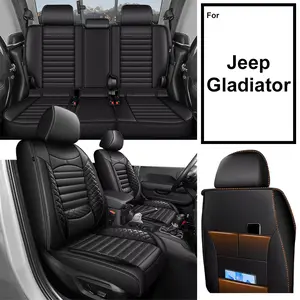Full Set Car 5-Seat Covers For Jeep Gladiator 2020 2021 2022 2023 2024 2025 2026 Custom Car 5-Seat Covers Full Set Waterproof Fuax Leather Full Coverage Front & Rear Full Set All inclusive Customed Car Cushions, Car Seat Protector, Seat Protectors Cushion