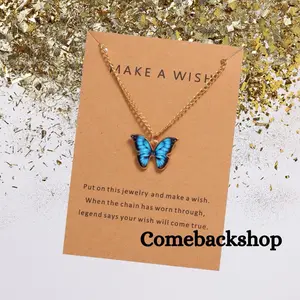 Cute gift Butterfly Pendant Necklace Gift For Girl Cute Lovely Neck Daily Female
