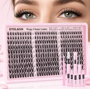 DIY Lash Cluster Kit with Wispy Natural Individual Eyelash Extensions, Lightweight & Beginner Friendly, 10-16mm Mixed Lengths for a Flawless Everyday Look, Lash Clusters, Cluster Lashes
