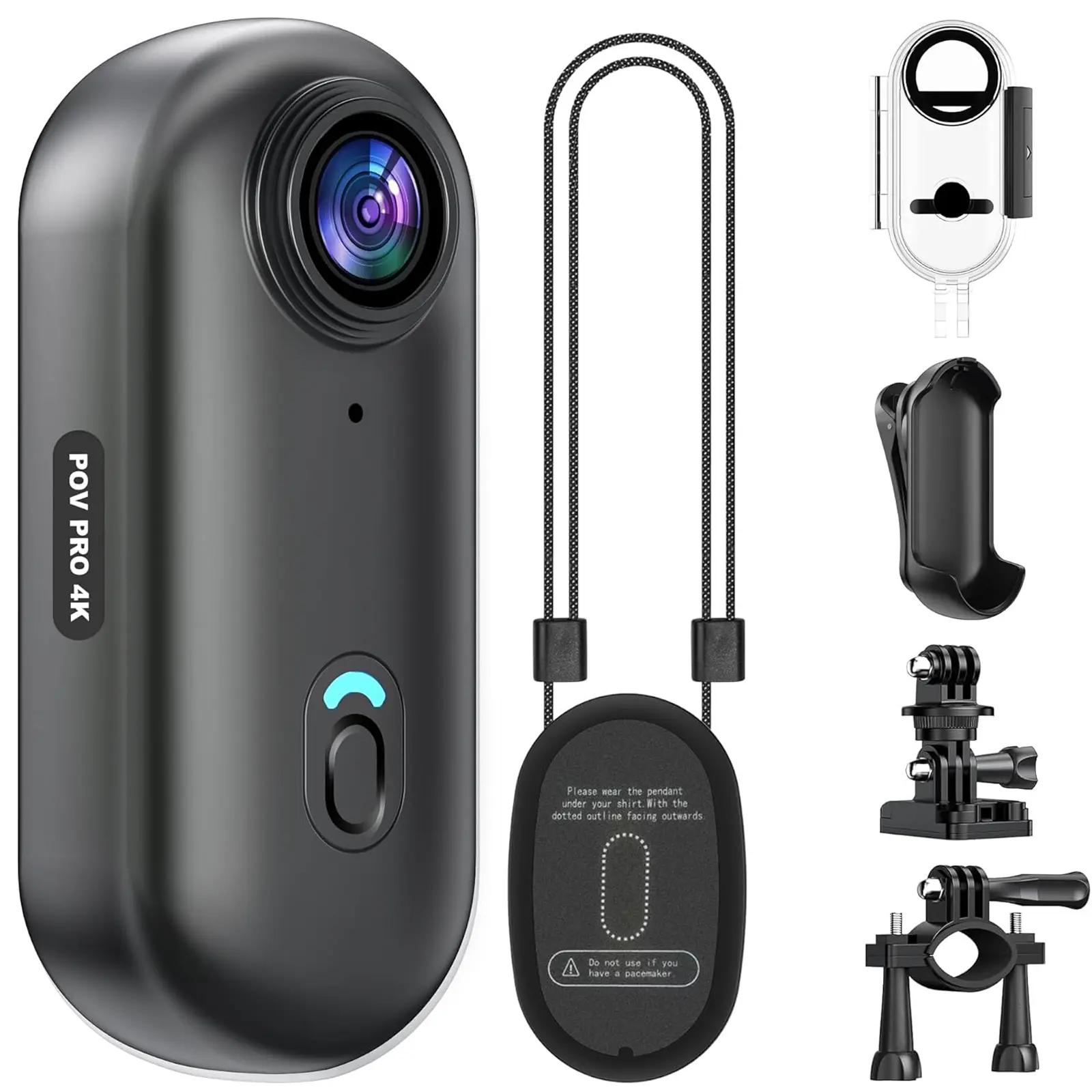 4K Vlogging Camera Small Mini Body Camera, Wearable Action Body Cam, Thumb Size Hands Free Recording Body Worn Camera, Premium Portable Camcorder Mount Anywhere for Pet Walking, Work, Travel Gps Dvr