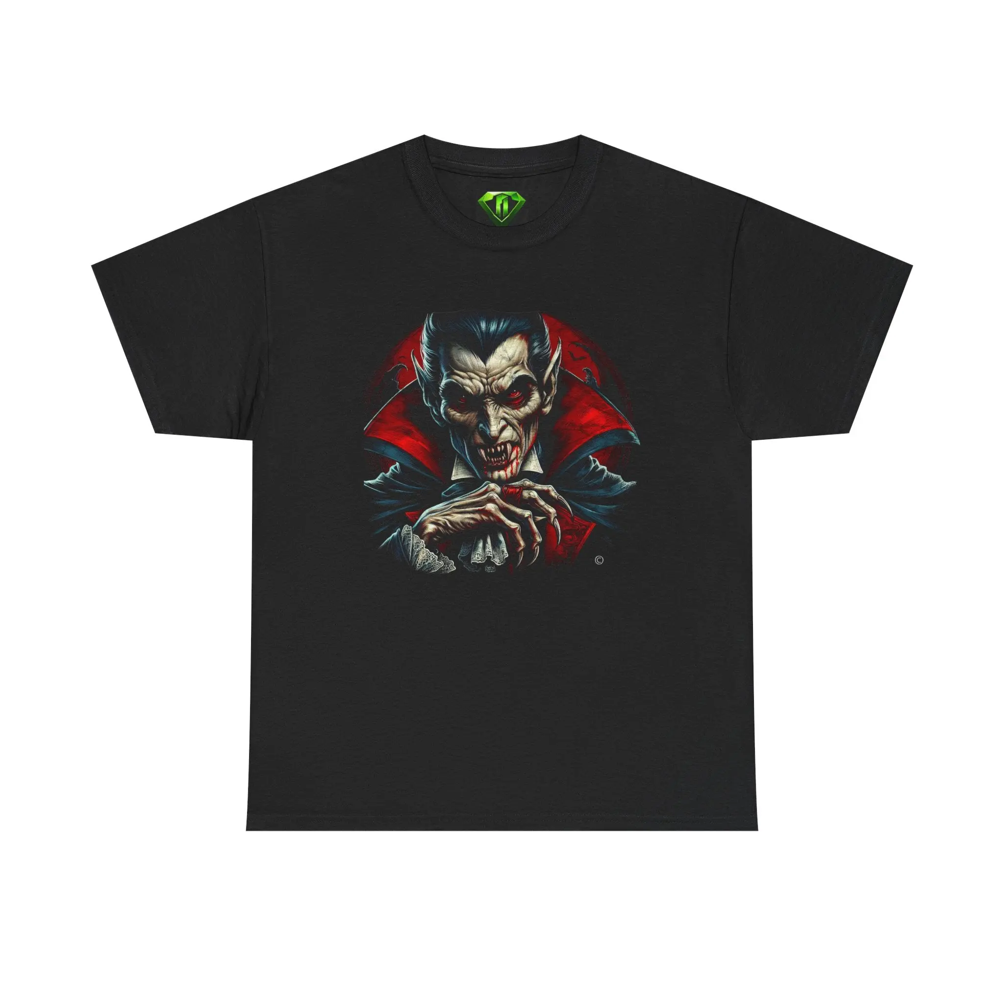 Men's Dracula Gothic Horror Graphic T-Shirt - Menswear Tops, Unisex Original Clothes, Short-Sleeve Heavyweight Cotton Casual Top, Shortsleeve, Print