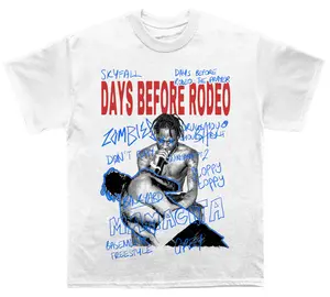 Travis Days Before Rodeo Sketchbook Graphic Tee, Y2K Streetwear T-Shirt, Unisex Crew Neck Tee, Vintage Hip-Hop Graphic, Sports Style, Casual Cotton Fit