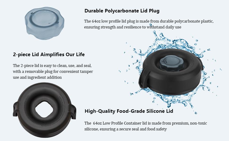 Blender Lid Replacement, 64 oz Low-Profile Container Lid Replace for Pro 750 Series Blender Cover, Rubber Blender Lid for 64oz Container Pitcher Jar Cup Top