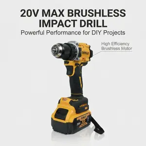DeWalt DCF805 Compact Impact Drill 13mm Auto Chuck 66 ft-lbs (90 N·m) for Installing Shelves & Home Garage – 70 Lumen Tri-Beam LED, 34,000 Max BPM, 2-Speed Transmission, Kit with Battery & Charger – For DIY & Pros use