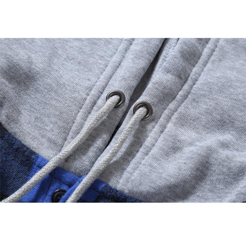 ZITY Men's Blue Plaid Hooded Flannel Shirt - Comfy Soft Fabric Button Down Hoodie - Casual Lightweight Checked Top for Men - Drake Style Streetwear gifts