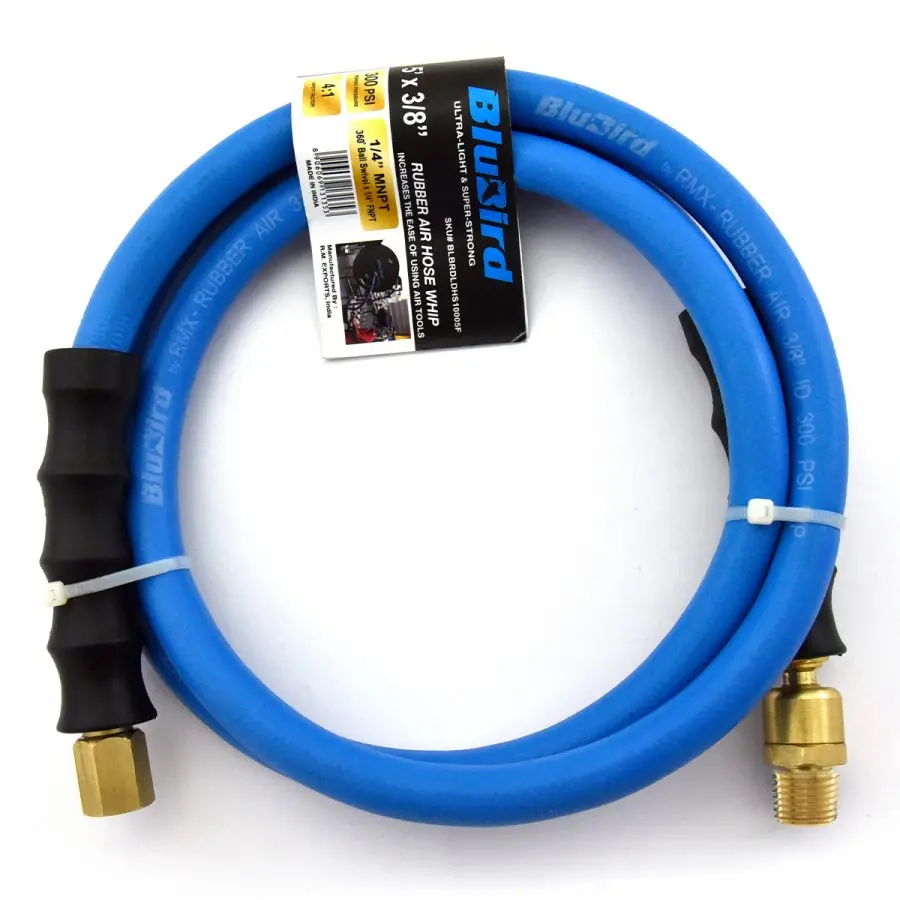BluBird Rubber Air Hose Whip / Snubber 1/2" x 5'