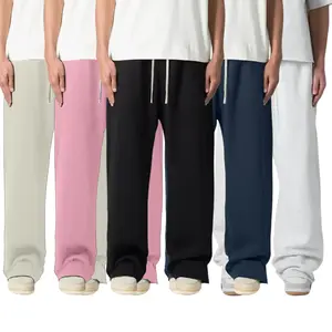 Men's loose straight-leg sweatpants - adjustable drawstring waistband with side pockets, soft stretch knit fabric, moisture-wicking breathability, suitable for gym workouts, running, yoga, casual wear - comfortable year-round, simple design, moisture-wick