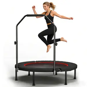 40-Inch Extra-Thick Metal Fitness Trampoline — 6-Leg Support, Silent Elastic Design, Bungee Cord System, Foldable Home Exercise Equipment