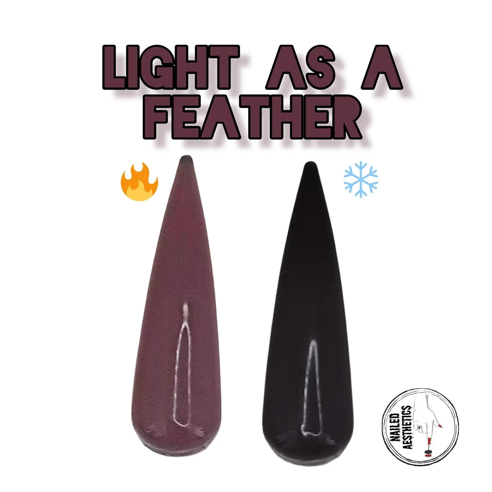 Light as a Feather | HEMA Free Black to Pink UV Gel, Color Changing Gel Polish, Thermal Gel Polish, Thermal Color Change