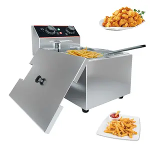 Garvee 6 L(6.5QT) Commercial Electric Deep Fryer with 1 Baskets, 1500W Stainless Steel Deep Fryer for Home Use, Adjustable Temperature, Perfect for Kitchen