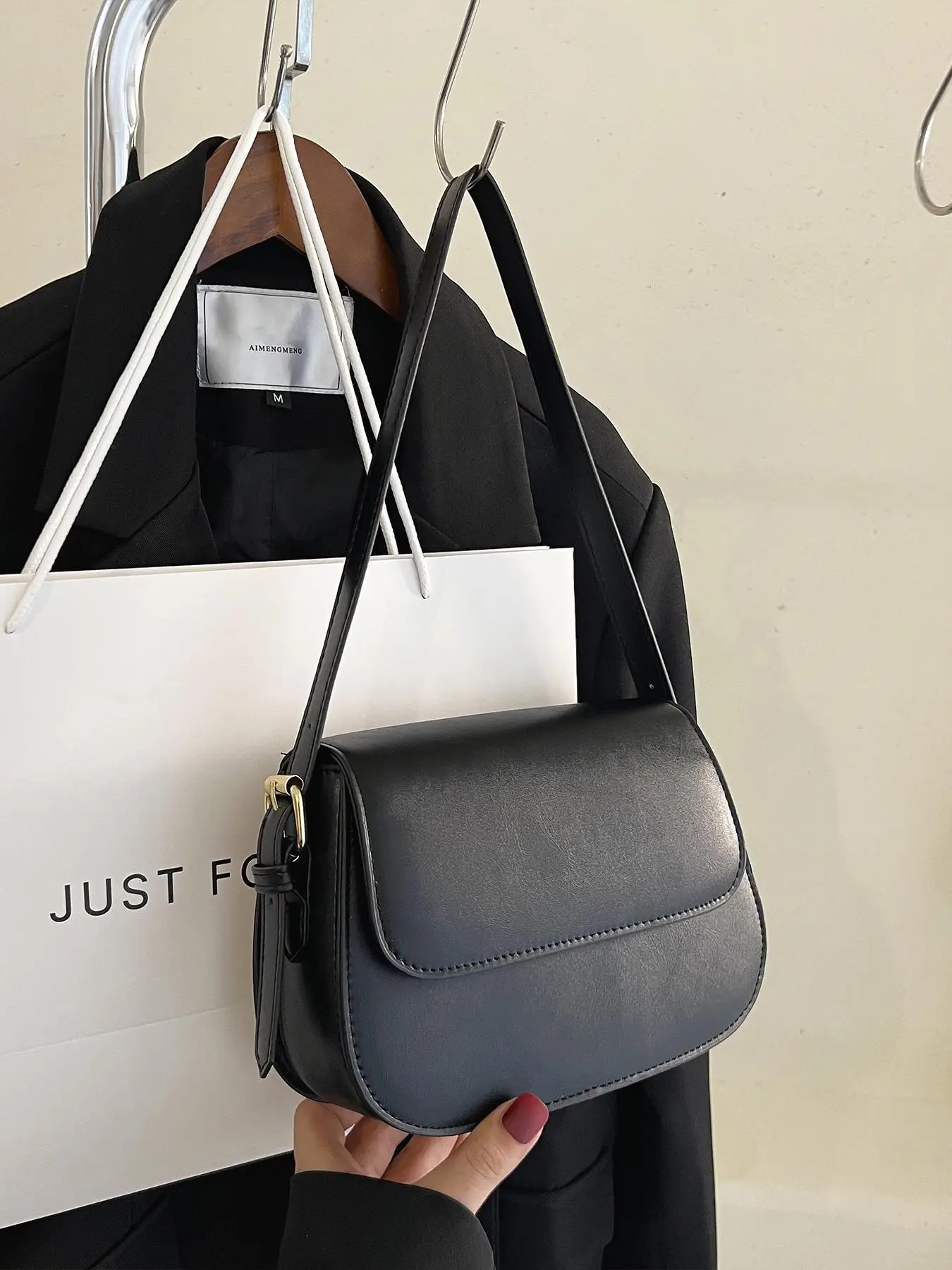 Women's Trendy Solid Color Commuting Crossbody Bag, Fashionable PU Leather Shoulder Bag for Work & Daily Used, Casual Versatile High-quality Girl Shop