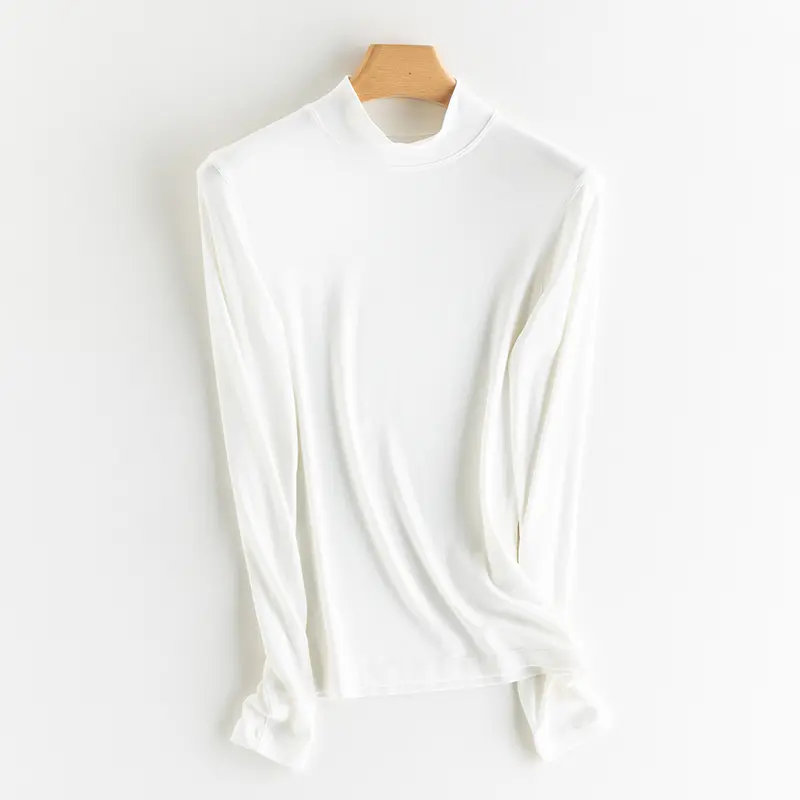 Women's Minimalist Pearl Cashmere Blend Knitwear Top, Soft Thermal Fitted Mock Neck Casual Basic Pullover Base Layer for Fall & Winter
