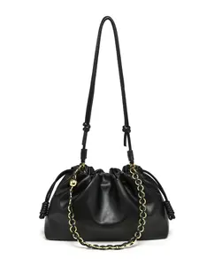 High-Quality Cloud Bag Crossbody Bag, Cowhide Texture Lucky Bag Drawstring Shoulder Underarm Bucket Bag for Women