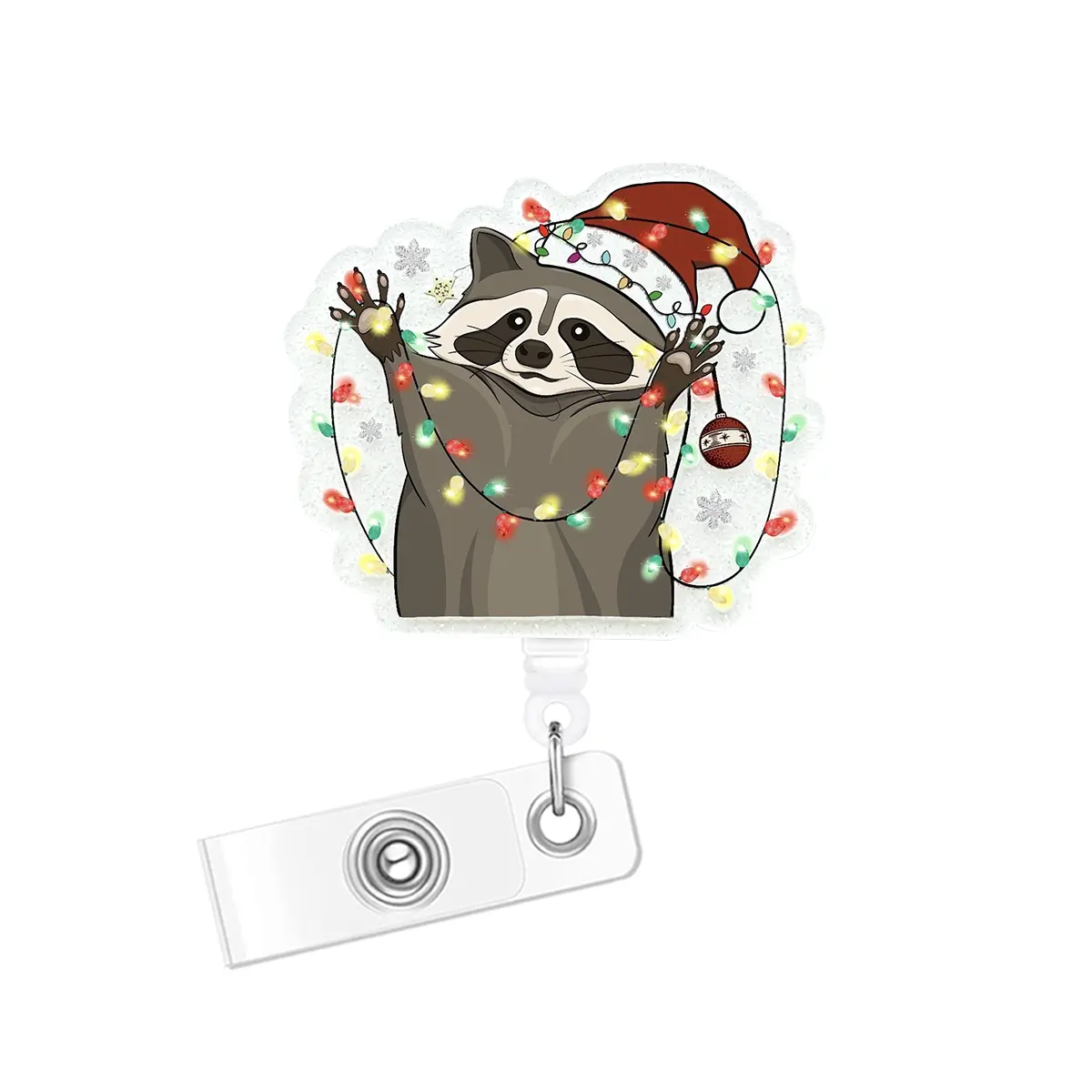 Christmas Badge Reel, Cute Squirrel Badge Clip Expandable with ID Holder, Nurse Work Accessories, Nursing Badge Reel, Funny Badge Reel, Fun Rn Flashing Badge Reel Belt Clip