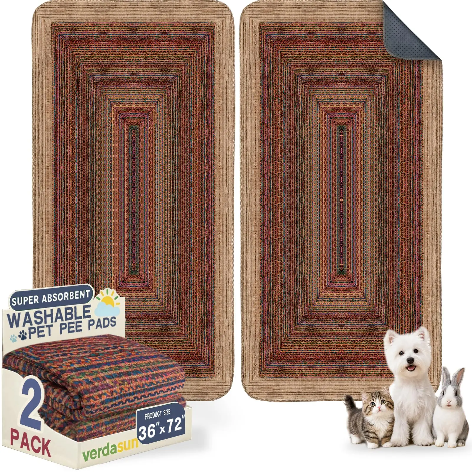 Woven Nest Washable Dog Runner – Ultra-Absorbent Leak-Proof Long Mat with Silent Surface & Firm Hold, OEKO-TEX Certified for Wide Layouts