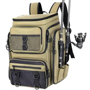 Fishing Backpack with Rod Holder, Tackle Organizer Box & Hiking Storage