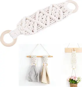 , 2 Pack Kitchen Crochet Towel Hanging Ring Towels Holder with Loop for Cabinets Oven Door Bathroom (White)