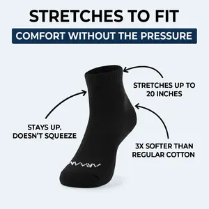 Araam ComfortFlex Ankle Socks | Extra Stretch, Soft Cotton, Gentle Fit, Seamless Toe, Comfortable All Day for Sensitive Feet