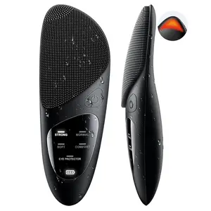 Electric Facial Cleansing Instrument, USB Rechargeable Silicone Heating Facial Massager, Waterproof Face Massage Instrument for Women & Men