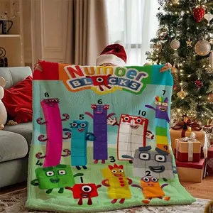 Number Blocks Pattern Blanket, Soft Comfortable Throw Blanket, Warm Napping Blanket for Home Office Outdoor Camping Travel, Soft Comfy Blanket