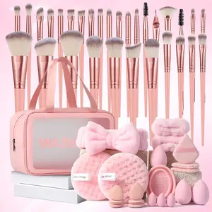 Facial Makeup Tool Set 52pcs, Portable Travel Makeup Bag Set Mixed Brushes & Cleaning Tools, Daily Use Professional Cosmetic Tools for Women