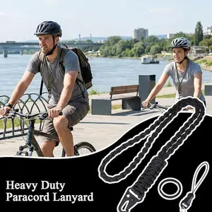 2 PCS Paracord Lanyards for Id Badges, Lanyard Paracord Braided Strap with Hk Hook Id Badge Wrist Strap & Survival Keychain for Outdoor, Work & Daily Use for Men Women