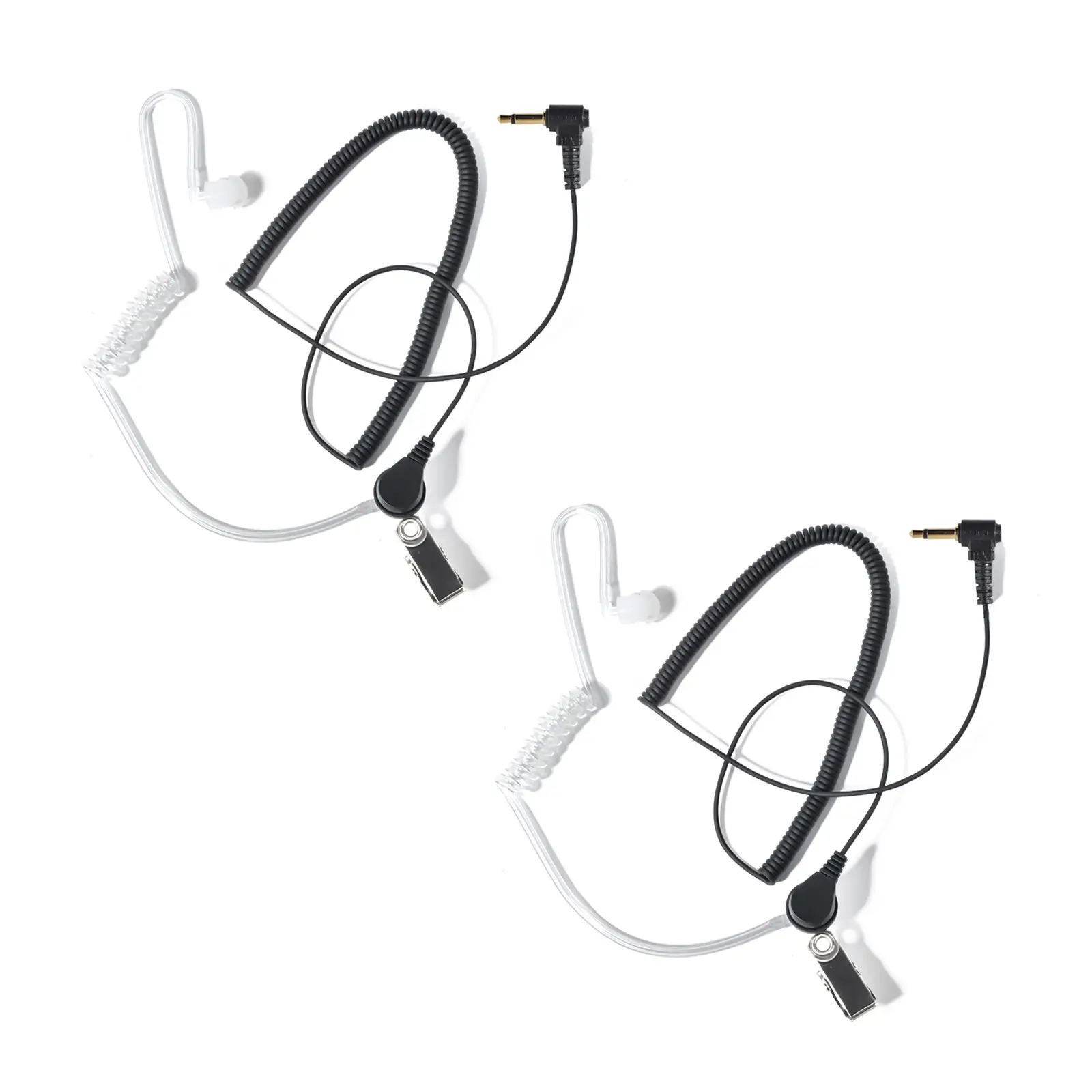 3.5mm Receiver/Listen Only Surveillance Headset Headphone Earpiece with Clear Covert Acoustic Coil Tube Earpiece Clip Compatible with Walkie Talkie Transceivers and Radio Speaker Mics Jacks for Security, Police and Law Enforcement Use(2 pcs)
